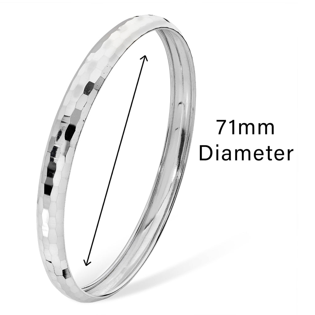 Sterling Silver Hammered Bangle - Hypoallergenic Jewellery Mother, Sister, & Girlfriend - 71mm * 7mm