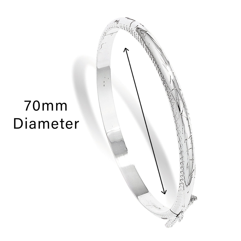 Sterling Silver Engraved Bangle. Hypoallergenic Gift Jewellery for women