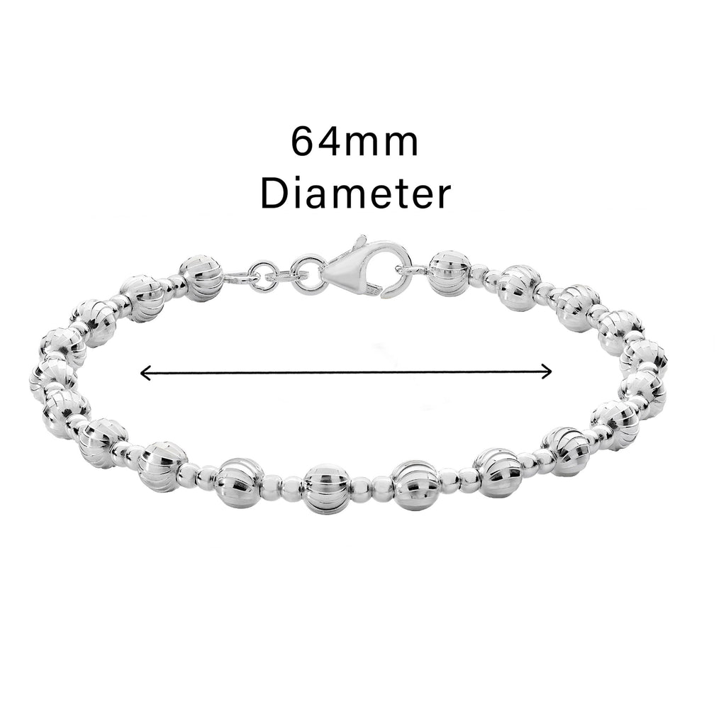 Sterling Silver Diamond Cut Beaded Bracelet -Hypoallergenic Ladies Jewellery by Aeon - 64mm * 5mm