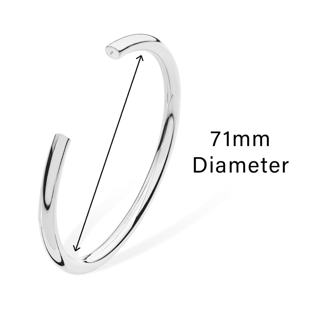 Sterling Silver Open Bangle for Ladies and Girls - Hypoallergenic gift Jewellery by Aeon - 71mm * 5mm