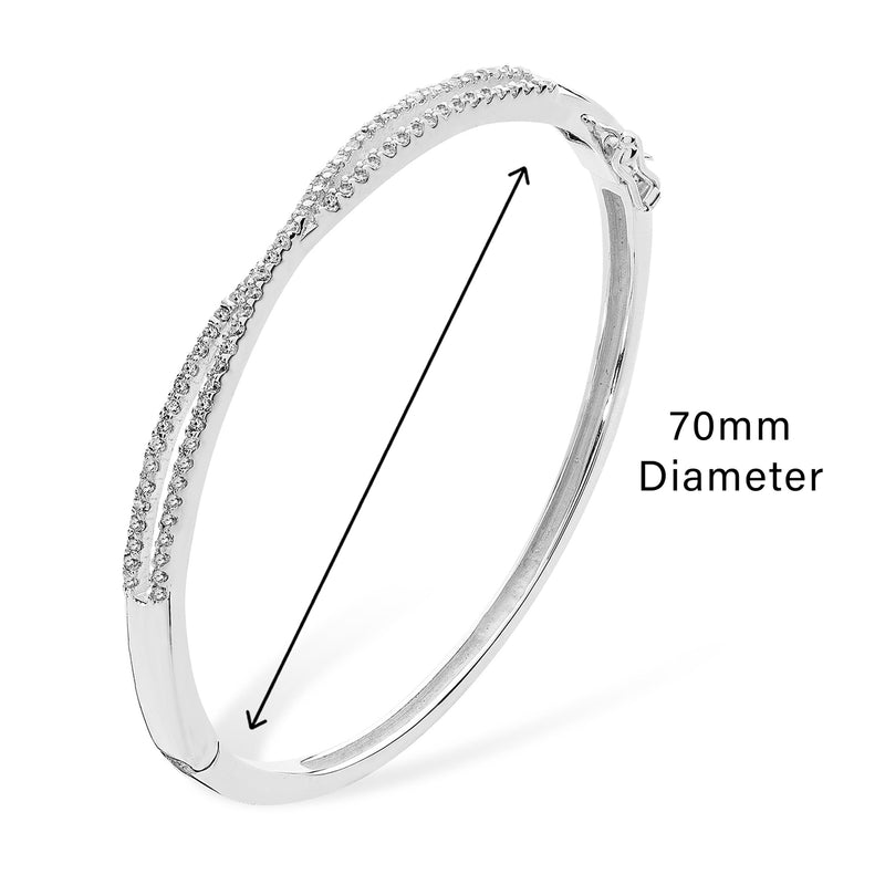 Sterling Silver Plait Style Bangle - Hypoallergenic Jewellery for Women - 70mm * 4mm