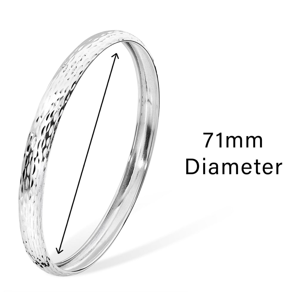 Sterling Silver Diamond Cut Engraved Bangle - Hypoallergenic Ladies Jewellery by Aeon - 71mm * 7mm