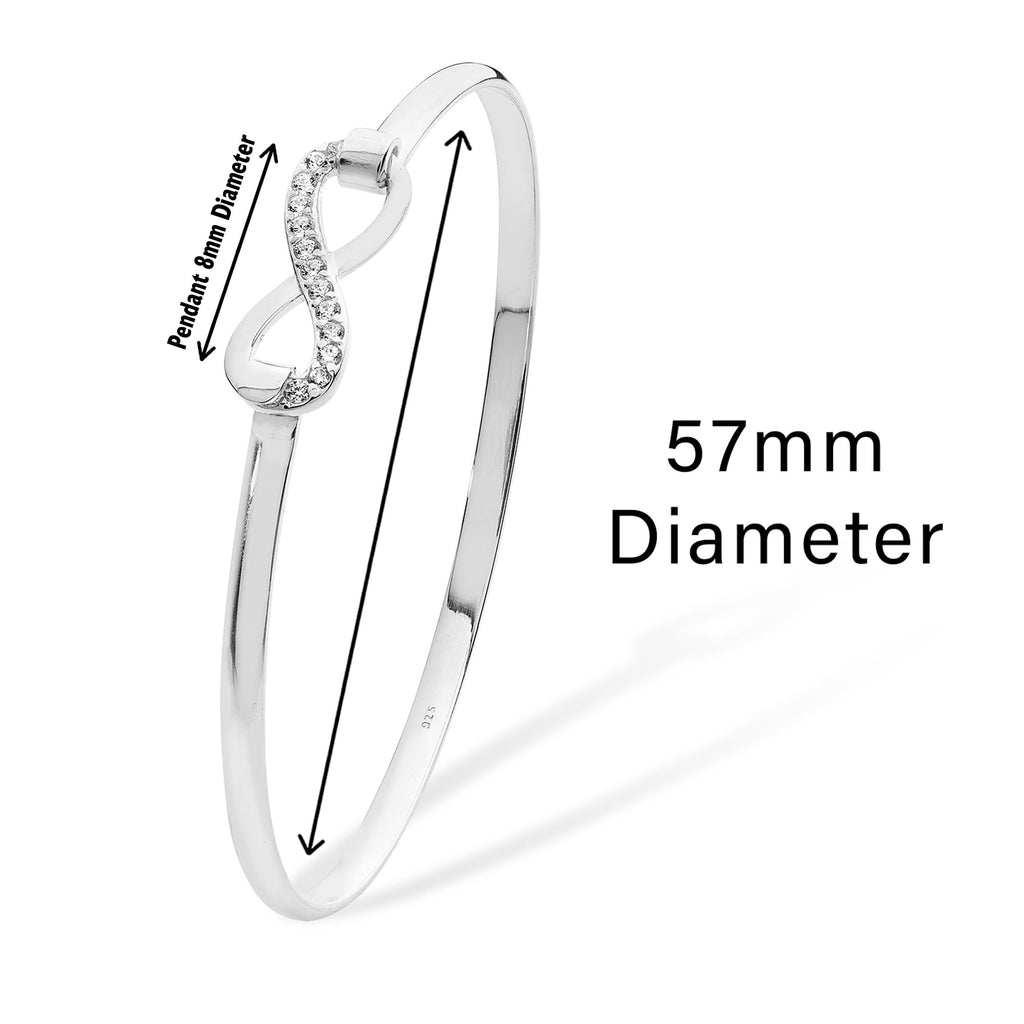 Sterling Silver Infinity Bangle Hypoallergenic Ladies Jewellery by Aeon - 57mm * 2mm