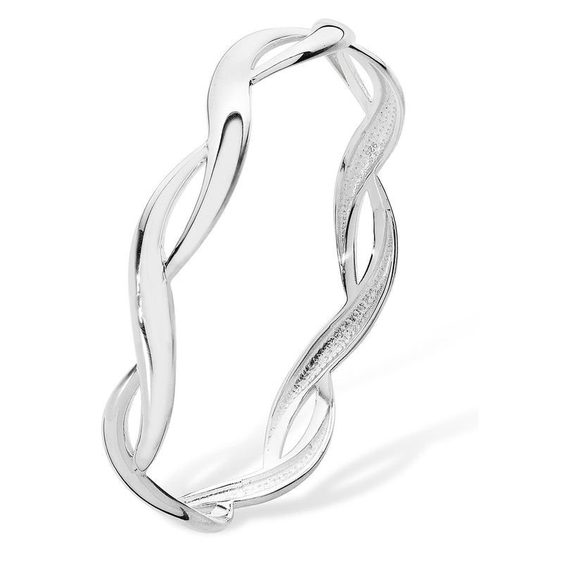 Sterling Silver Wave Detail Bangle.  Hypoallergenic Ladies Jewellery by Aeon 72mm * 10mm