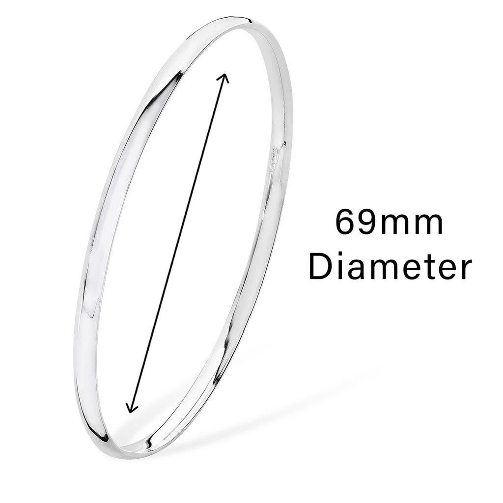 Sterling Silver Polished Bangle - Hypoallergenic Ladies Jewellery by Aeon- 69mm * 4mm