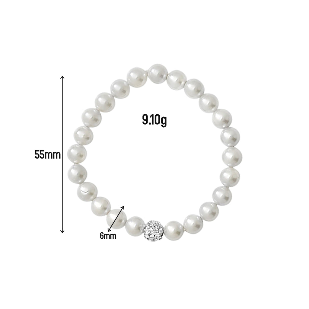 Girls First Holy Communion Stretchy Pearl Bracelet With  Crystal Ball.  Bracelet Gift for Girls