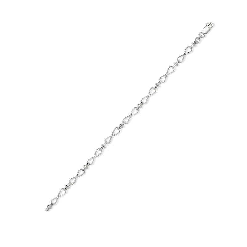 Sterling Silver Interlinking Infinity Bracelet - Hypoallergenic Jewellery for Women and Girls by Aeon - 195mm * 5mm