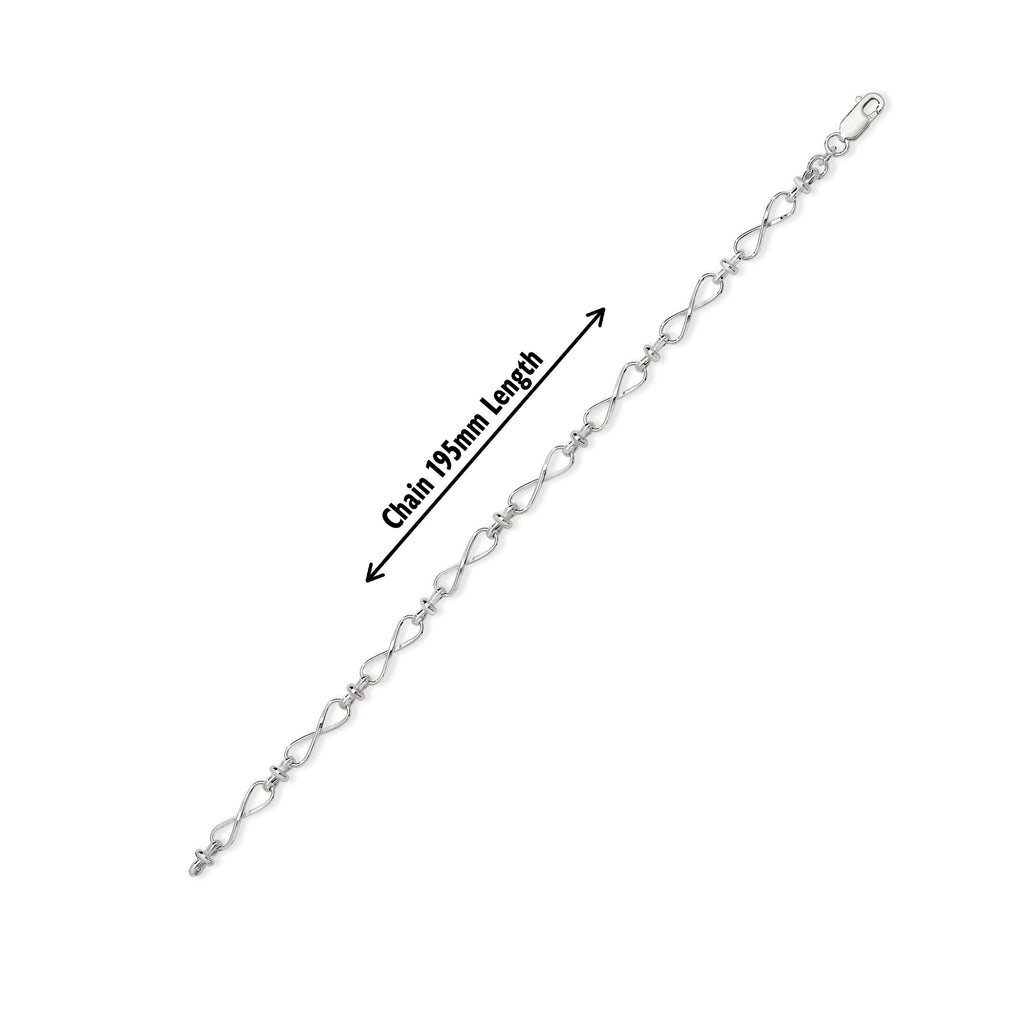 Sterling Silver Interlinking Infinity Bracelet - Hypoallergenic Jewellery for Women and Girls by Aeon - 195mm * 5mm