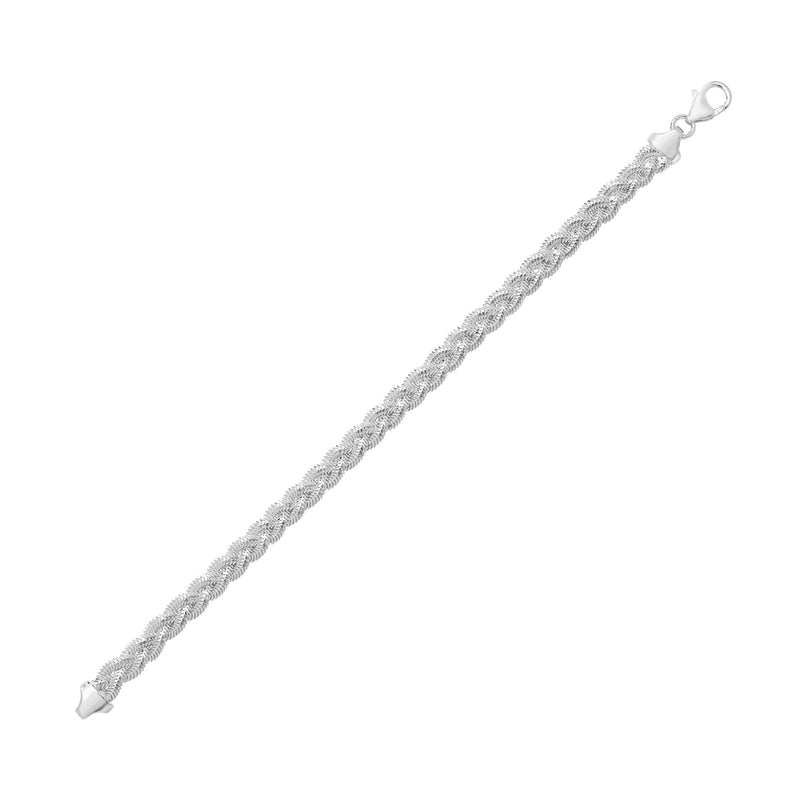 Sterling Silver Woven Double Strand Plait Bracelet - Hypoallergenic Jewellery for Ladies - 6mm