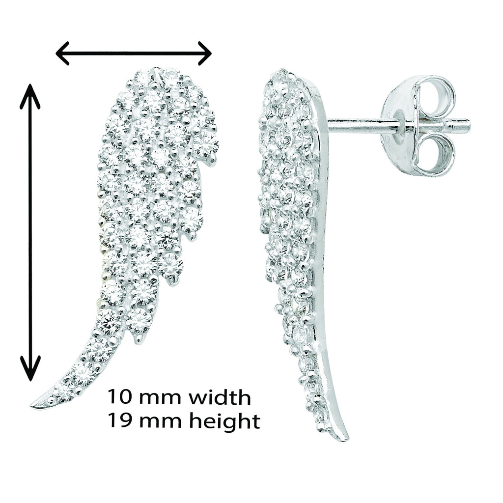 Sterling Silver Angel Wings Earrings - Hypoallergenic Silver Jewellery for women by Aeon