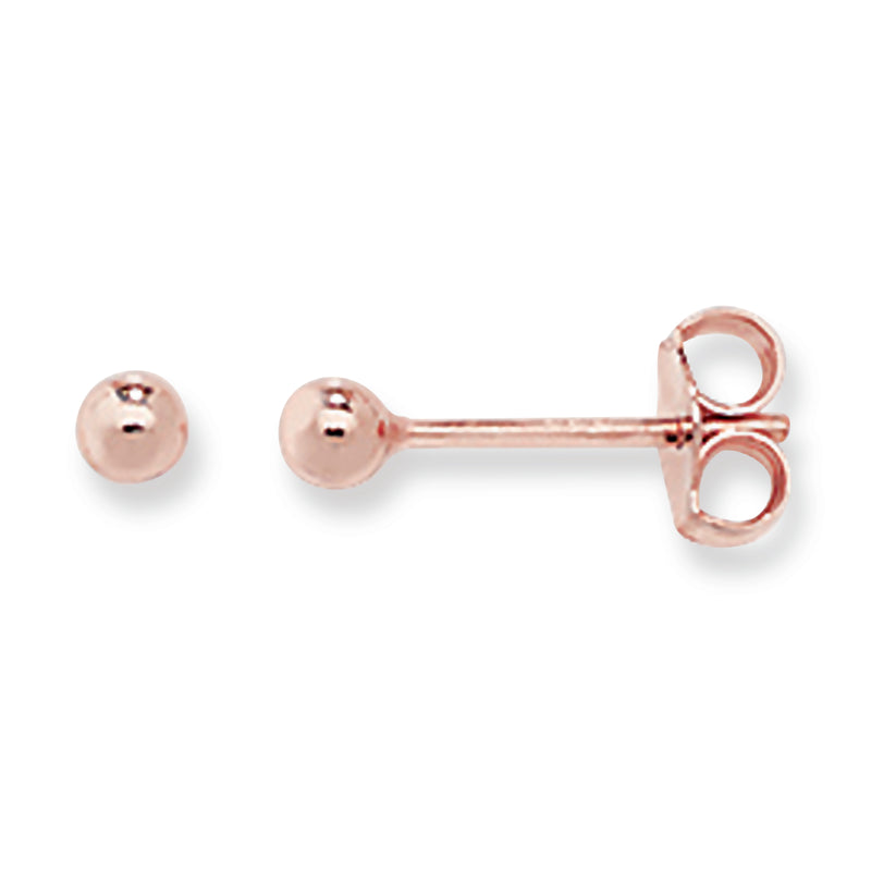 Sterling Silver Ball Stud Earrings With Rose Gold Plating. Hypoallergenic Sterling Silver Earrings for women by Aeon