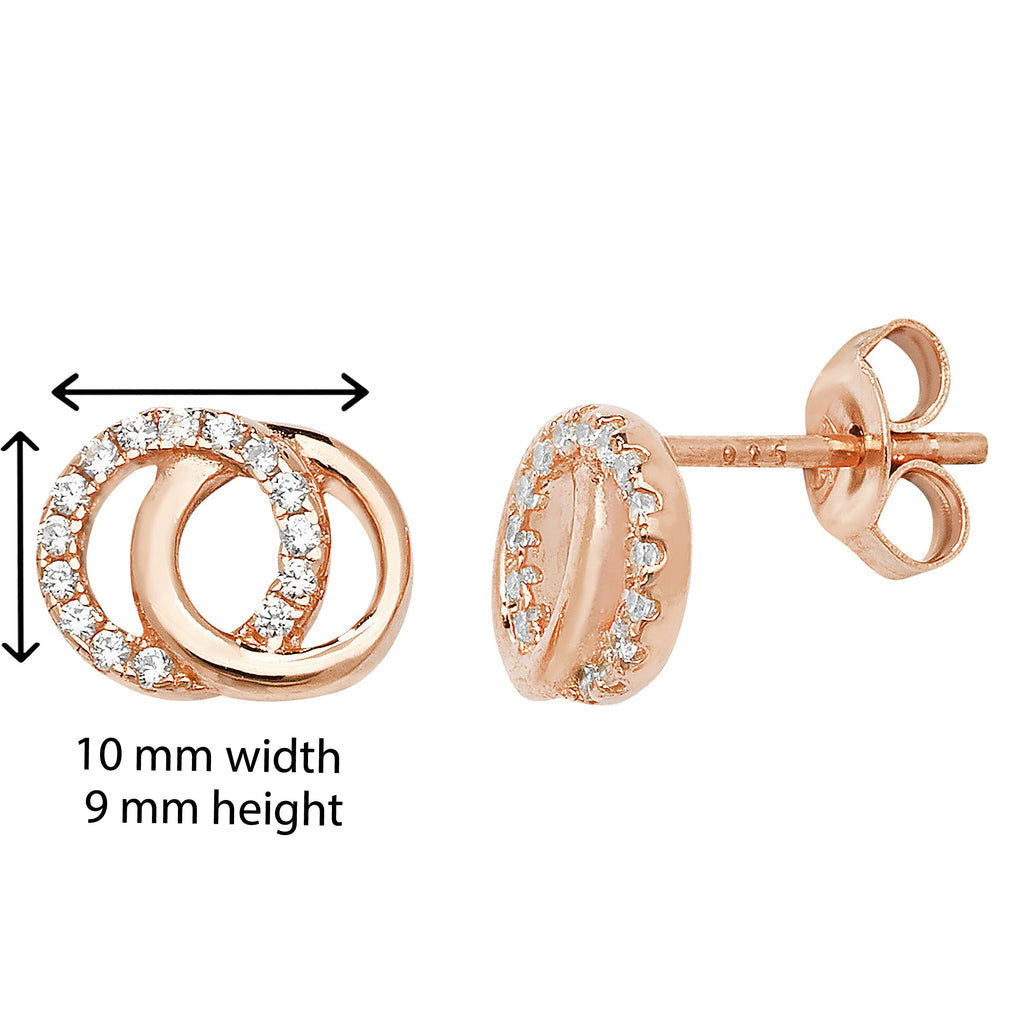 Rose Gold Plated Interlinked Circle Drop Earring - Hypoallergenic Sterling Silver Jewellery for Women