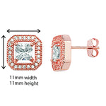 Rose Gold Plated Square Drop Earring  - Hypoallergenic Sterling Silver Jewellery for Women