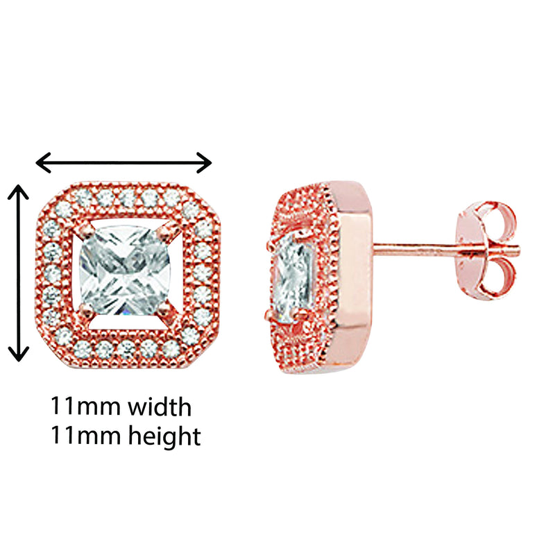 Rose Gold Plated Square Drop Earring  - Hypoallergenic Sterling Silver Jewellery for Women