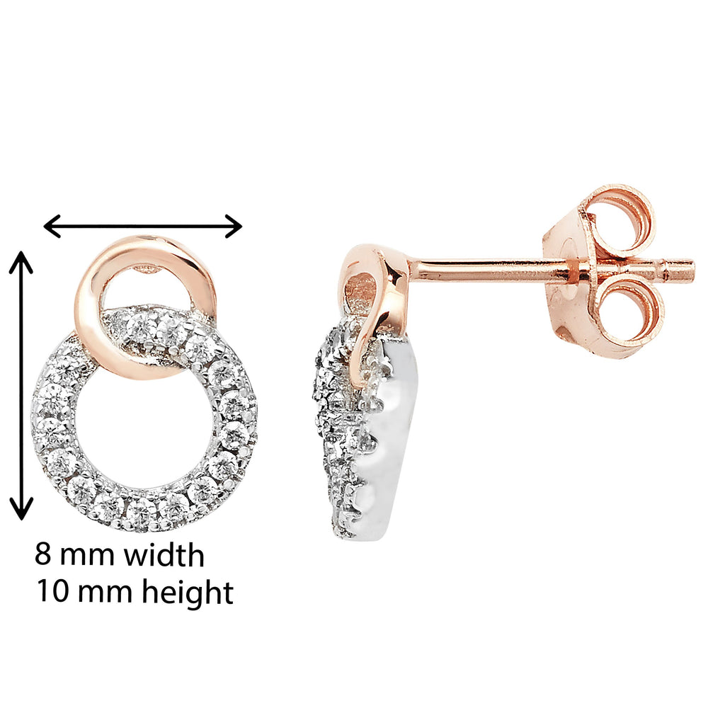 Rose Gold Plated Interlinked Circle Drop Earring - Hypoallergenic Sterling Silver Jewellery for Women