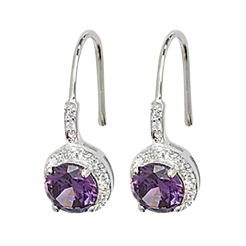 Amethyst  and White Drop Earrings - Hypoallergenic Silver Jewellery for women by Aeon