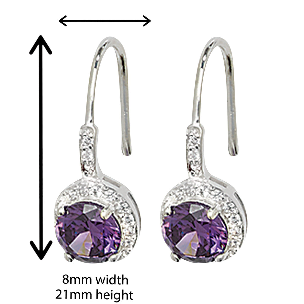Amethyst  and White Drop Earrings - Hypoallergenic Silver Jewellery for women by Aeon