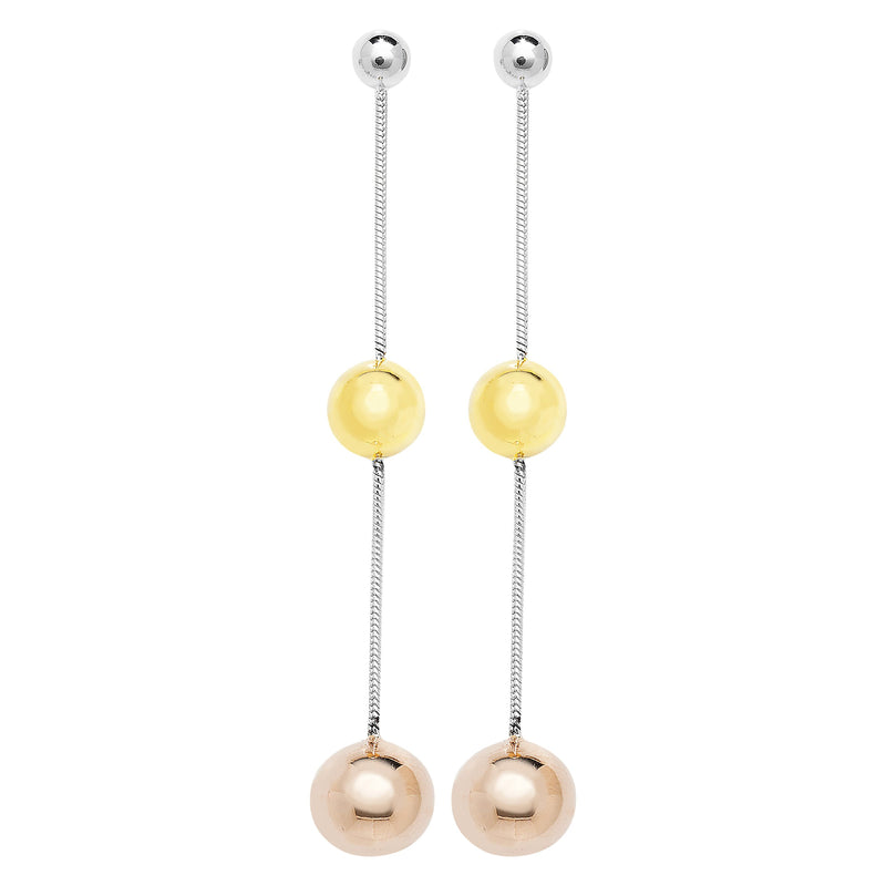 Sterling Silver 3  Silver Ball Drop Earring - Hypoallergenic Silver Jewellery for women by Aeon- 60mm * 9mm