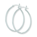 Sterling Silver Oval Sleeper Hoop Earrings - Hypoallergenic Jewellery for Ladies