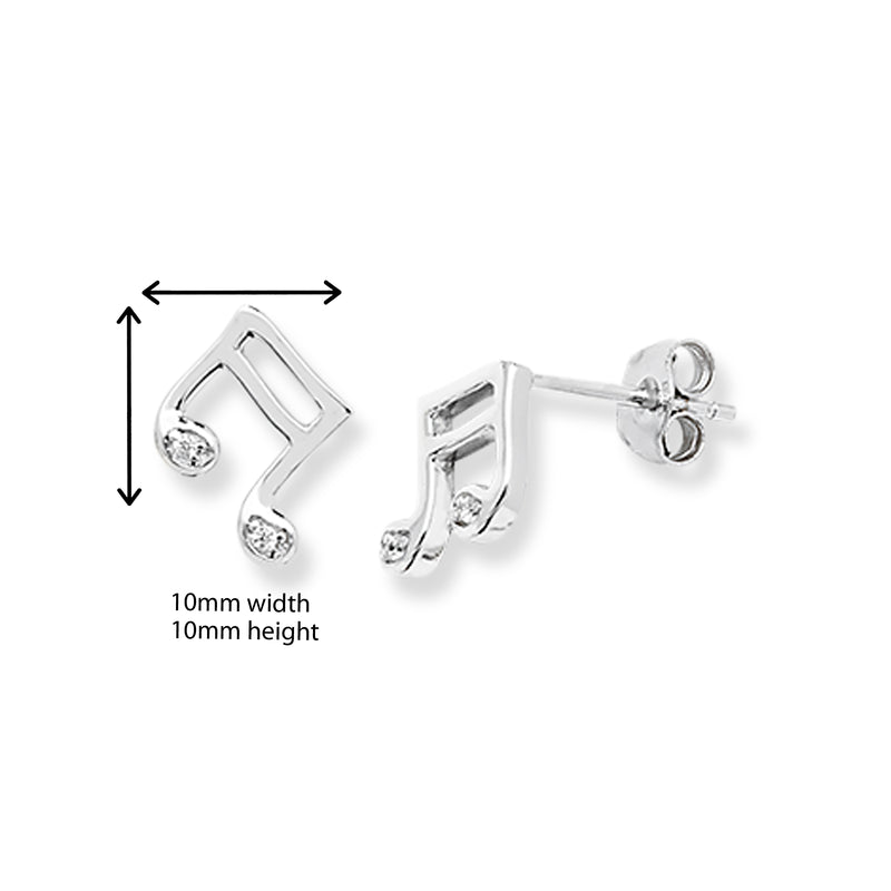 Kids Musical Note Stud Earrings.  Hypoallergenic Sterling Silver Earrings for kids