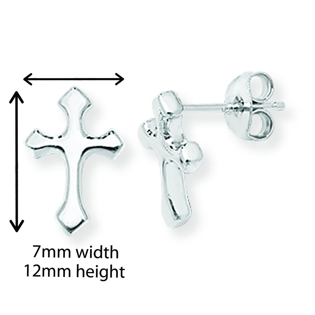 Cross Stud Earrings. Hypoallergenic Silver Cross Stud Earrings for Women