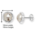 Sterling Silver Pearl Circular Earrings .  Hypoallergenic Sterling Silver Earrings for women by Aeon