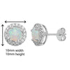 Synthetic Opal and White Cubic Zirconia Oval Earrings - Hypoallergenic Sterling Silver for Ladies