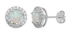 Synthetic Opal and White Cubic Zirconia Oval Earrings - Hypoallergenic Sterling Silver for Ladies