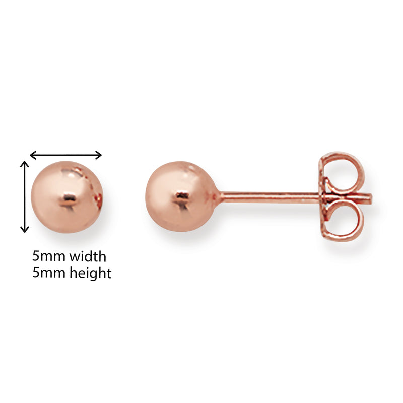 Sterling Silver Ball Stud Earrings With Rose Gold Plating. Hypoallergenic Sterling Silver Earrings for women by Aeon