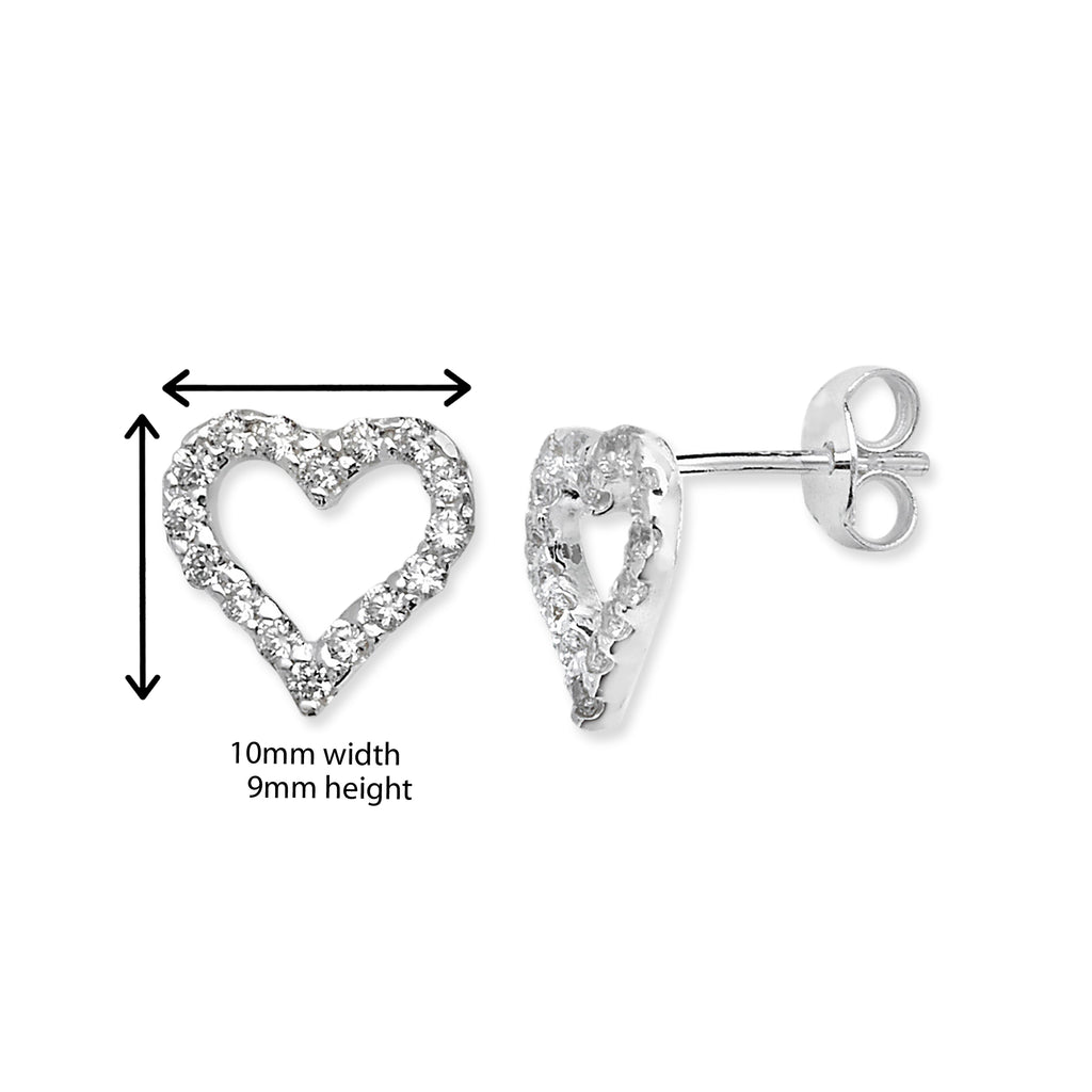 Sterling Silver Heart Earrings Studs. Hypoallergenic Sterling Silver Earrings for women
