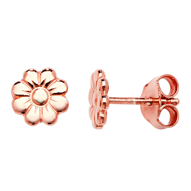 Aeon Sterling Silver Rose Gold Flower Drop Earring - Hypoallergenic Sterling Silver Jewellery for Women - Elegant Style Unique Durable Style - 7mm * 7mm