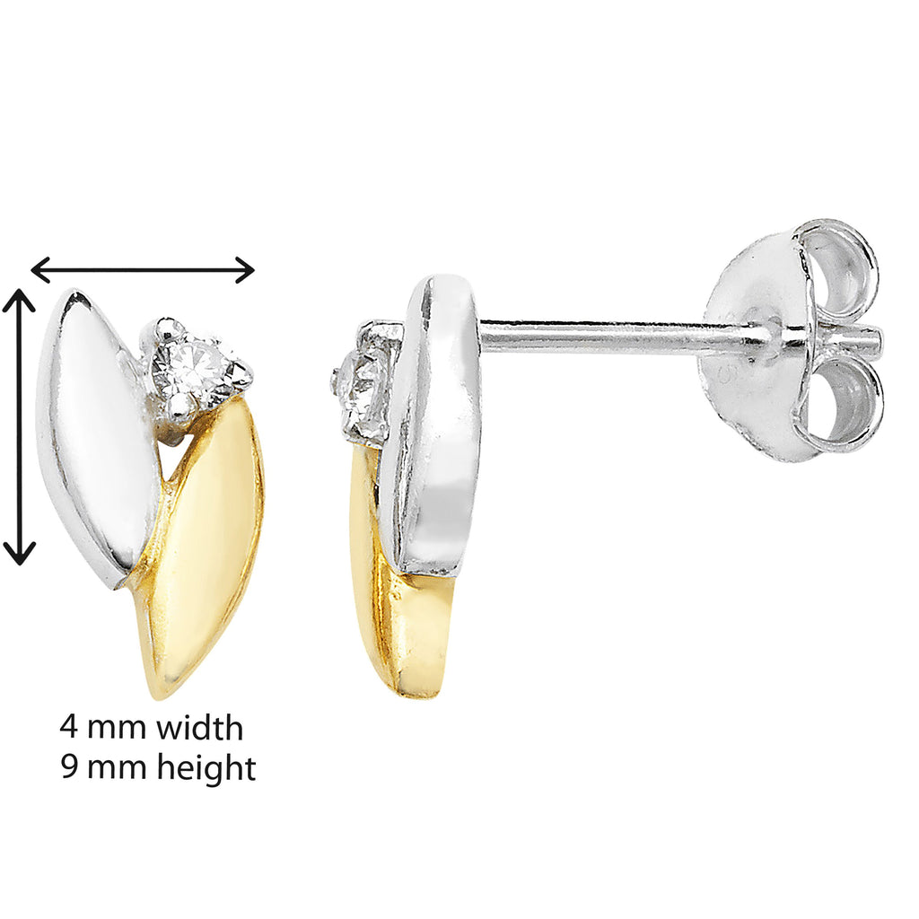 Stering Silver Two-Tone Earring Set with Cubic Zirconia - Hypoallergenic Silver Jewellery for women by Aeon