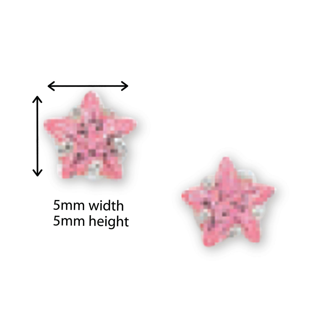 Pink Star Stud Earrings. 5mm * 5mm.  Hypoallergenic Sterling Silver Earrings for women by Aeon