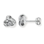 Sterling Silver Knot Stud Earring with Cubic Zirconia.  Hypoallergenic Sterling Silver Earrings for women