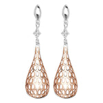 Sterling Silver Two-Tone Filigree Style Drop Earring -Hypoallergenic Silver Jewellery for women by Aeon- 37mm * 9mm