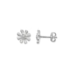 Sterling Silver Childrens Daisy Enamel Stud Earrings. Jewellery for Children 9mm