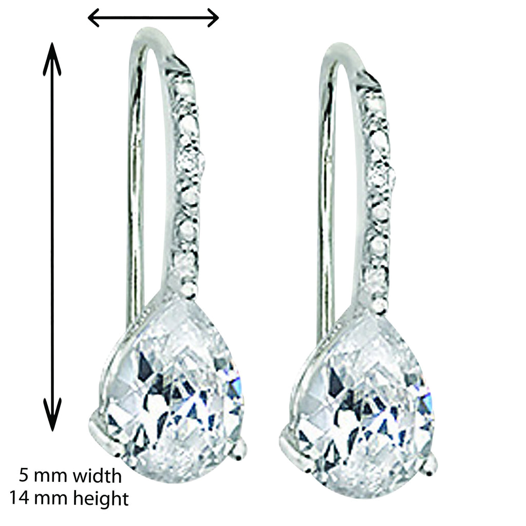 Sterling Silver Pear Drop Cubic Zirconia Earrings - Hypoallergenic Sterling Silver Jewellery for Ladies by Aeon