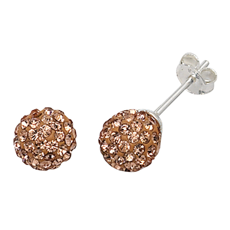 Champagne Crystal Ball Drop Earrings - Hypoallergenic Sterling Silver  for Ladies