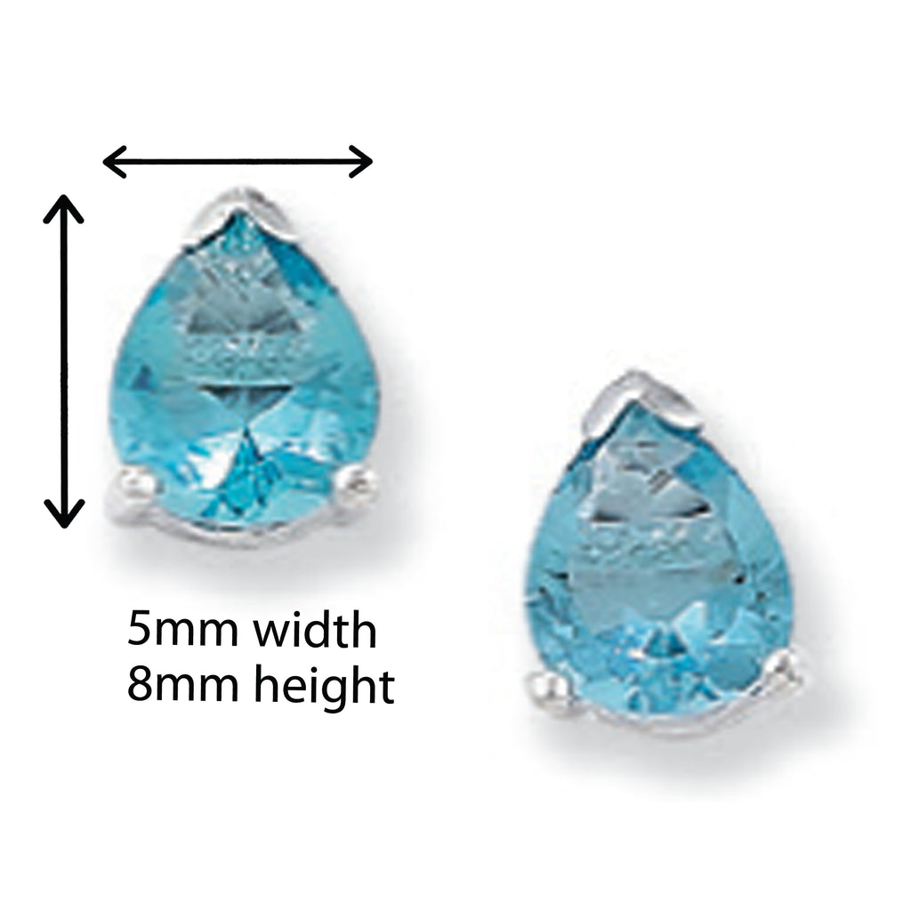 Blue Cubic Zirconia Teardrop Earrings. Hypoallergenic Sterling Silver Earrings for women by Aeon