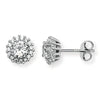 Sterling Silver Round Cubic Zirconia Stud Earrings.  Hypoallergenic Silver Stud Earrings For Women.