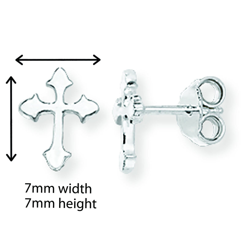 Silver Cross Stud Earrings.  Hypoallergenic Silver Cross Stud Earrings for Women