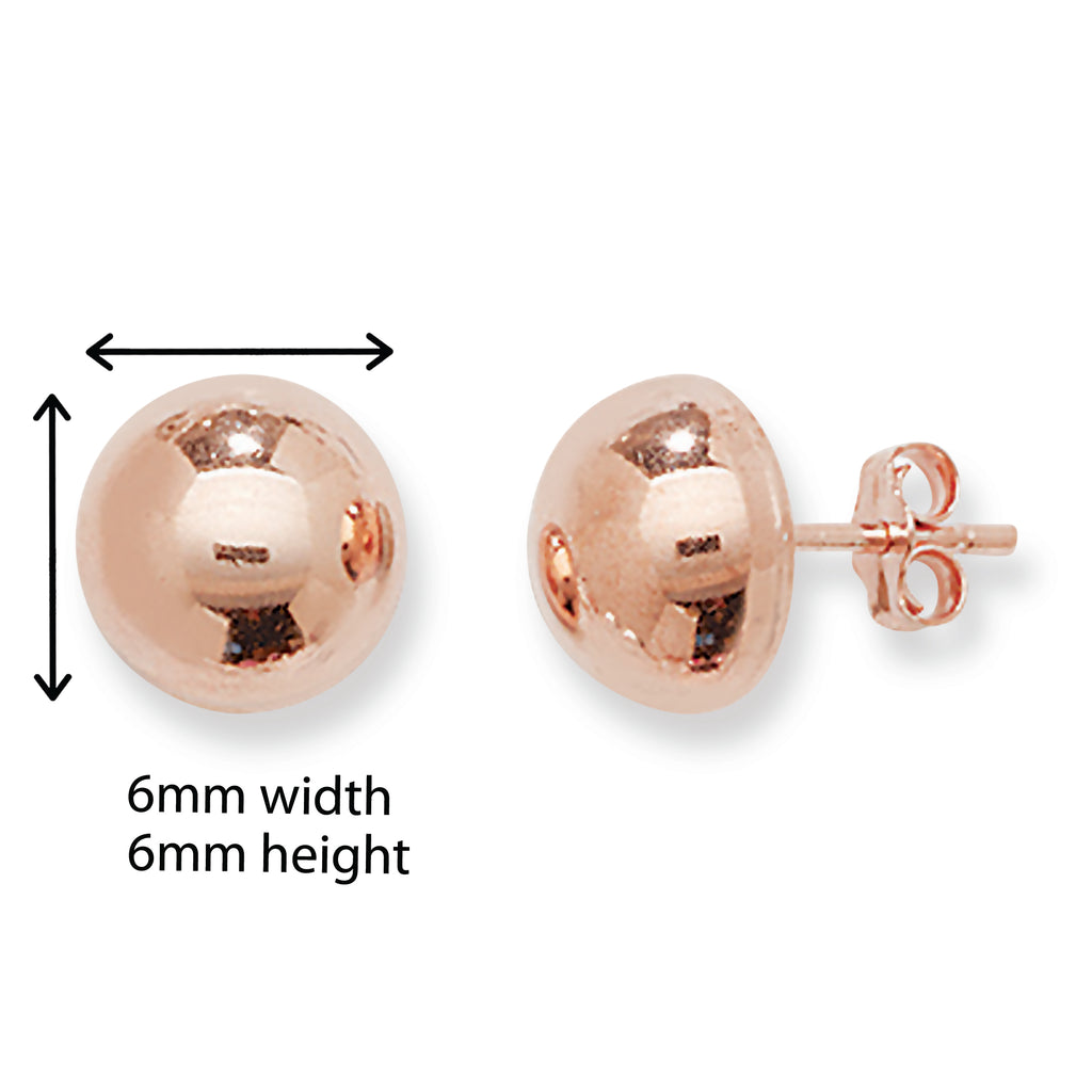 Sterling Silver Half Ball Stud Earrings With Rose Gold Plating. Hypoallergenic Sterling Silver Earrings for women by Aeon