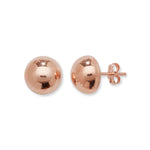 Sterling Silver Rose Gold Plated 10mm Half Ball Stud Earring