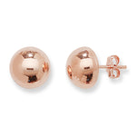 Sterling Silver Half Ball Stud Earrings With Rose Gold Plating. Hypoallergenic Sterling Silver Earrings for women by Aeon