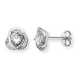 Sterling Silver Knot Stud Earring with Cubic Zirconia.  Hypoallergenic Sterling Silver Earrings for women