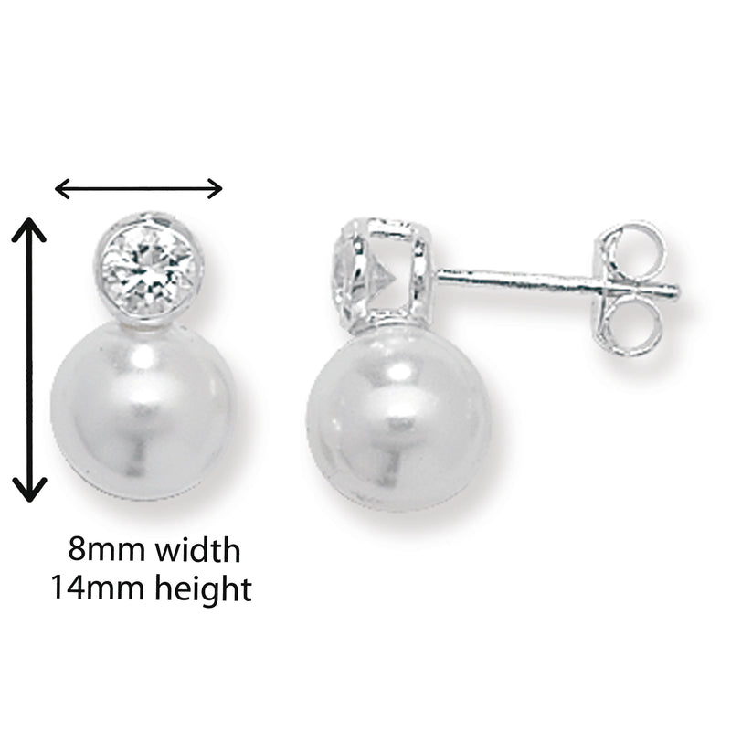 Pearl Drop Earrings With Cubic Zirconia's. Hypoallergenic Sterling Silver Earrings for women by Aeon