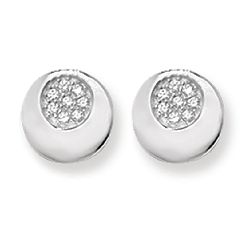 Sterling Silver Pave Set Stud Earrings.  Hypoallergenic Silver Earrings For Women