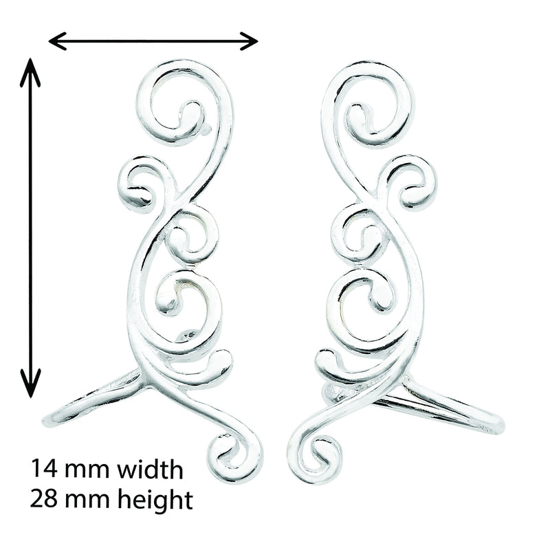 Sterling Silver Swirl Earring Slider Earrings - Hypoallergenic Silver Jewellery for women by Aeon
