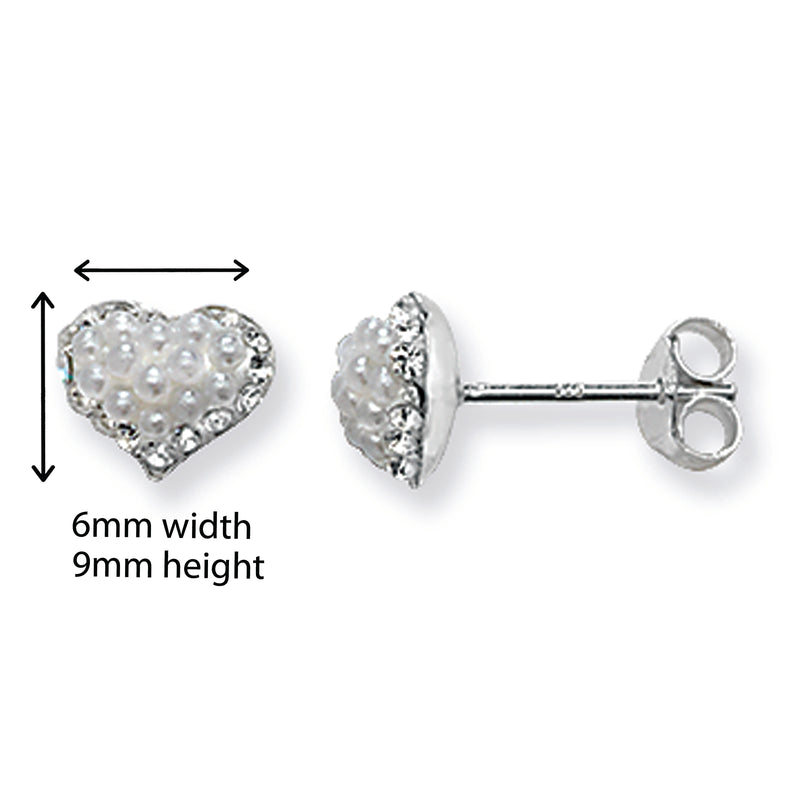 Sterling Silver Pearl Heart Cubic Zirconia Earring.Hypoallergenic Sterling Silver Earrings for women by Aeon