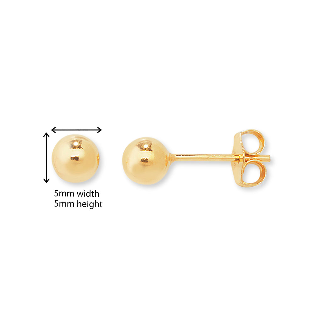 Sterling Silver with Gold Plating 5mm Ball Stud Earring